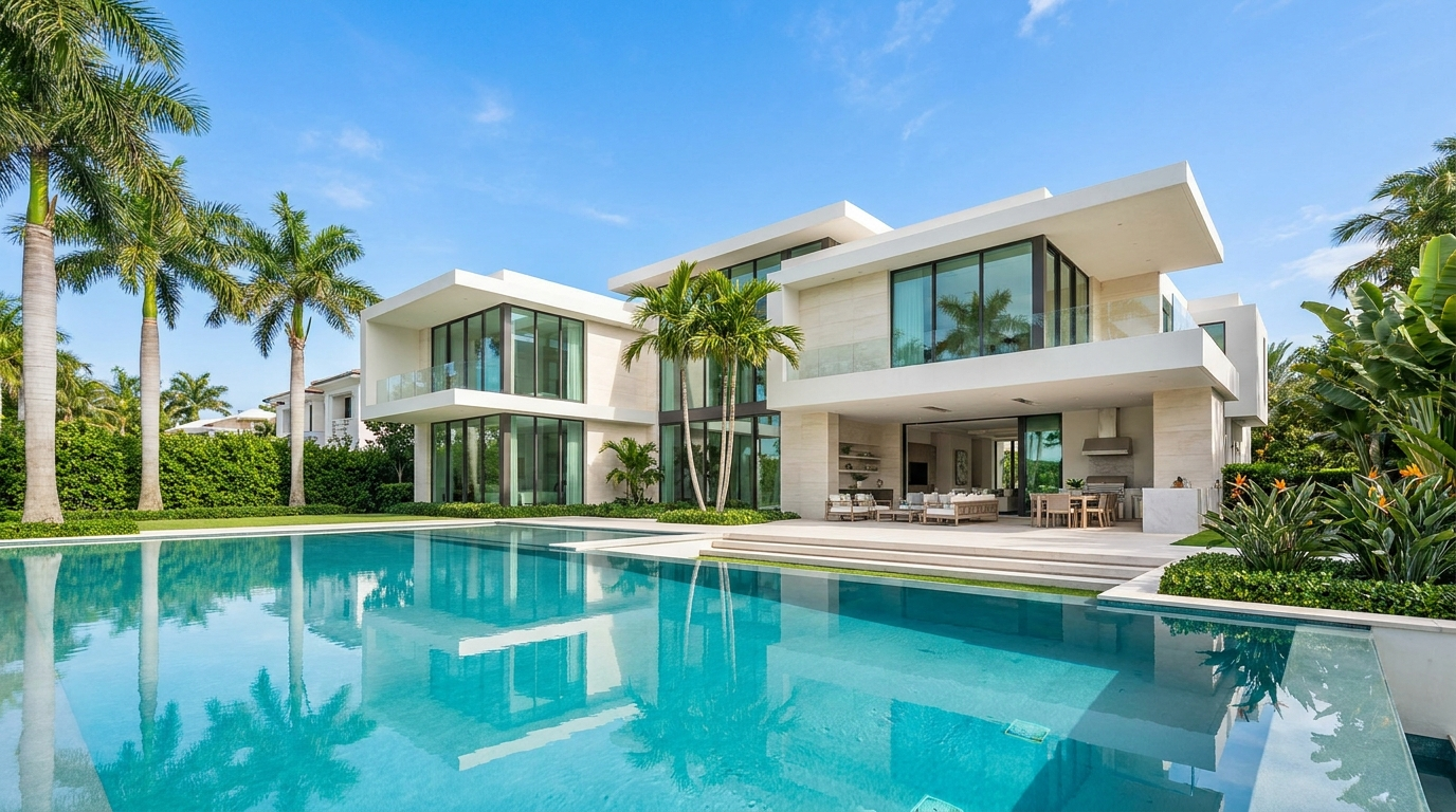 Homes for sale in Palm Beach County Florida — luxury waterfront estate with infinity pool