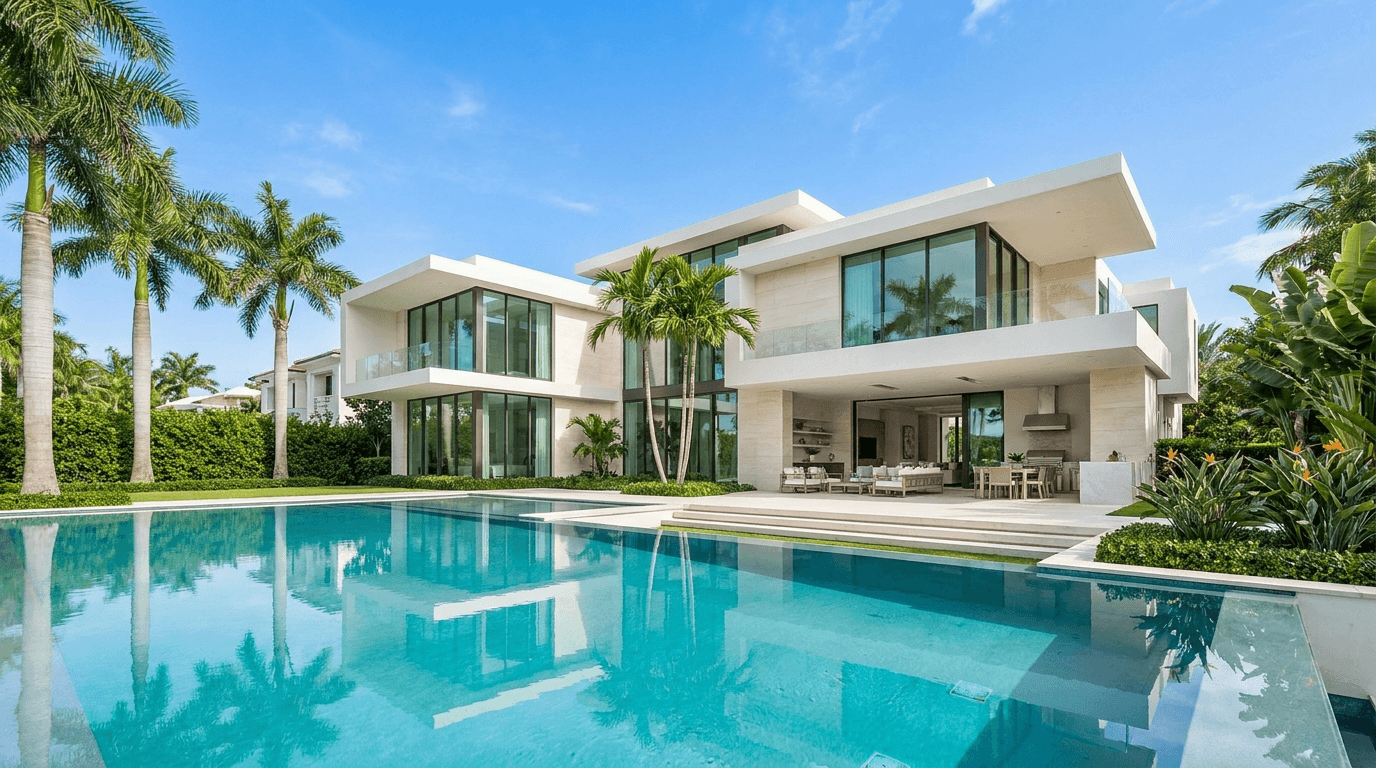 Homes for sale in Palm Beach County Florida — luxury waterfront estate with infinity pool